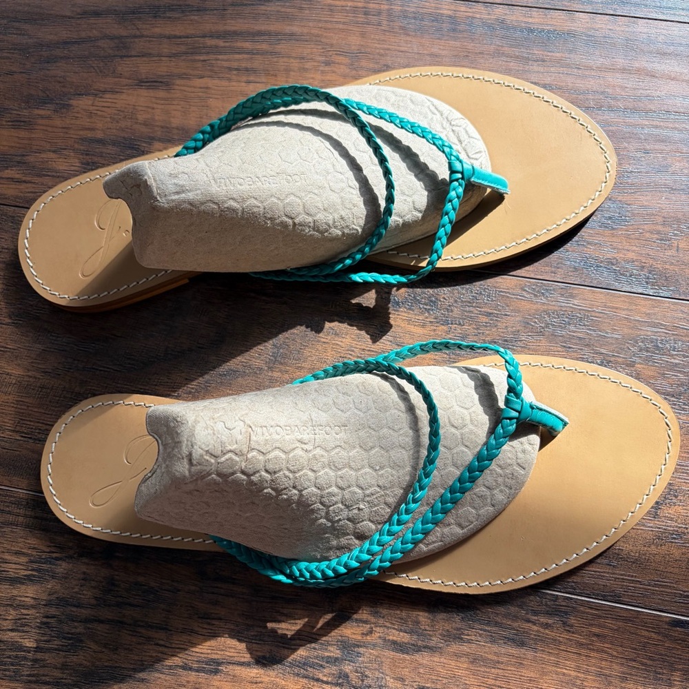 J. Crew Leather Italian Braided Thong Slip On Sandals
